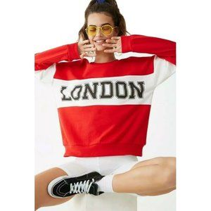 Forever 21 Women's Red Colorblock London Graphic L